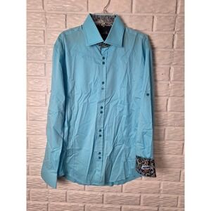 Men's size XL button up shirt ISAAC b. Flip cuff Slim Fit Double buttons Cotton